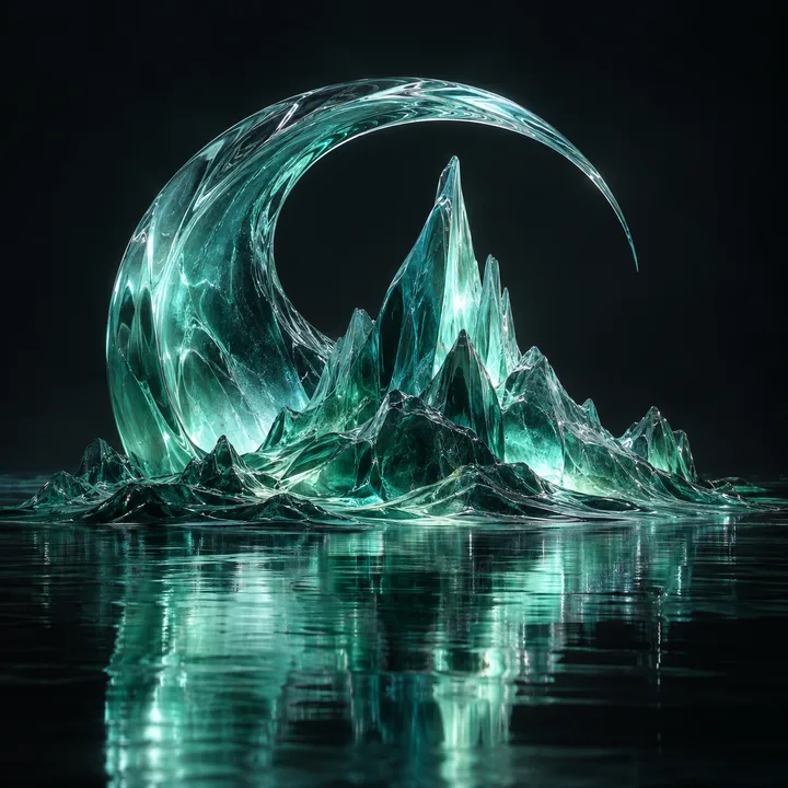 Teal glass landscape