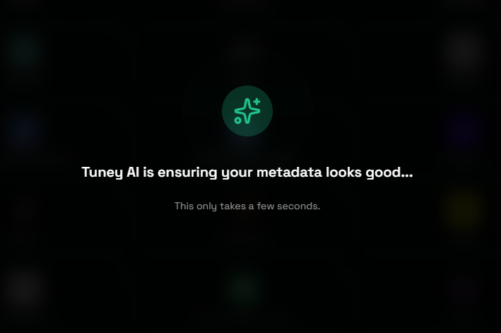 Tuney AI checking a release’s metadata before submission